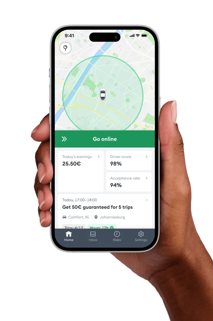 Voiture Bolt verte, partenaire officiel de VTC Protect